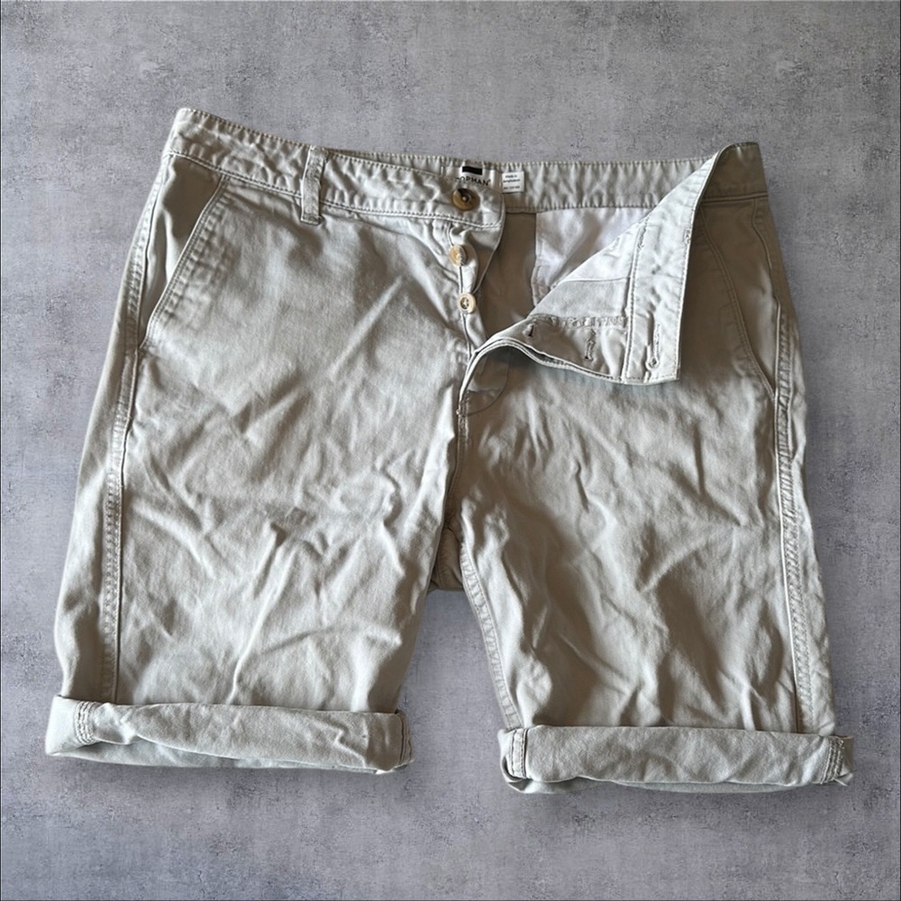 Topman Gray Flat Front Casual Shorts